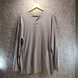 LL Bean Shirt Mens XL Tall Gray Long Sleeve 1/4 Button Up Casual Cotton Tee